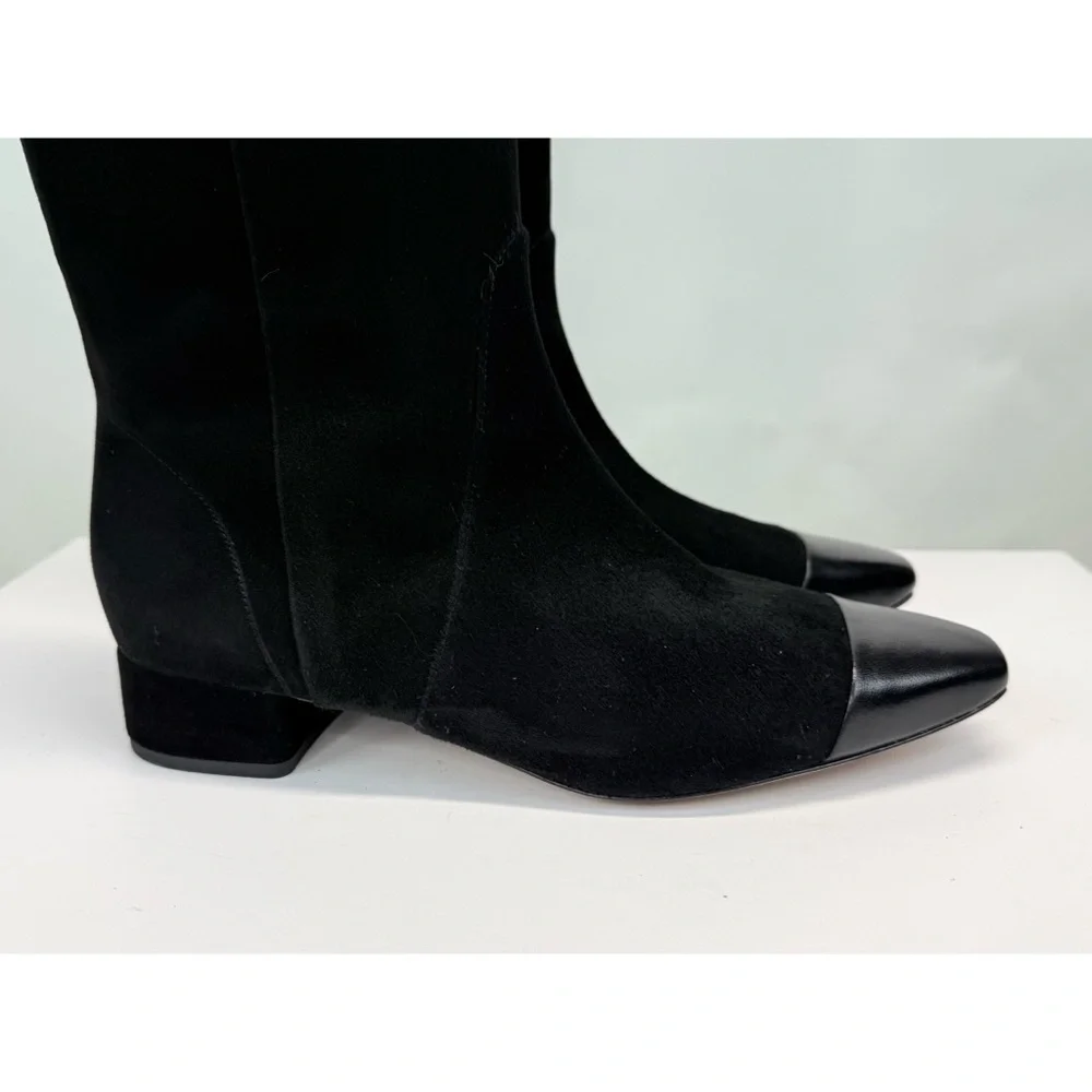 New Veronica Beard Cecile Suede Tall Boot Black Sz 9.5